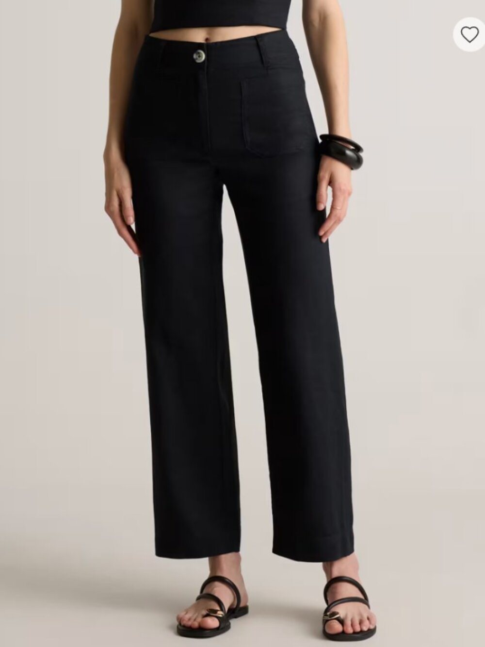 Quince 100% European Linen Patch Pocket Wide Leg Pants - Black Size 4